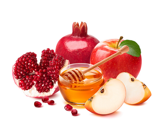 Leistungen Beispiel Lebensmittel-Set Schritt 1 Auswahl der Produkte: Granatapfel, Apfel & Honig