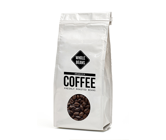 Leistungen Beispiel Kaffee Schritt 3 fertig bedruckte Verpackung von abgefülltem Kaffee